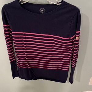 Saint James Navy and Pink Striped Top